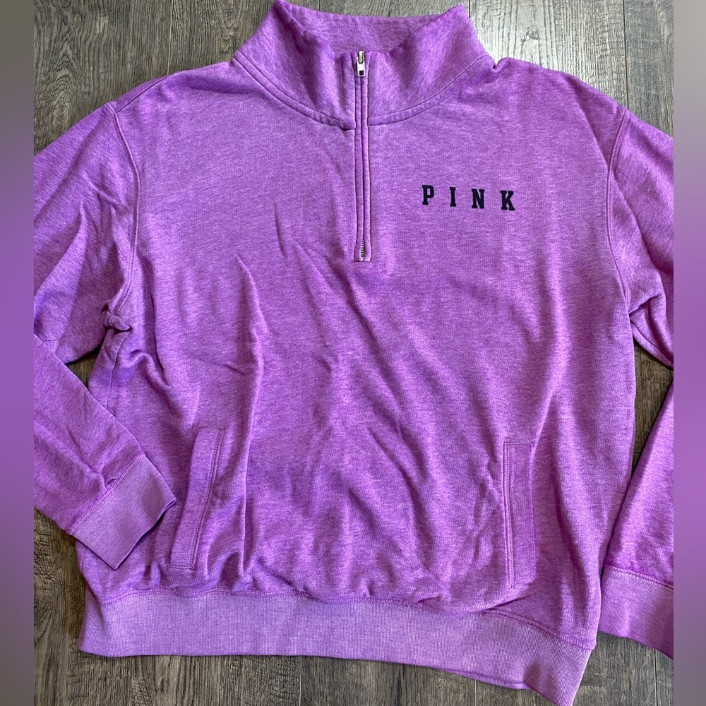 PINK Victoria's Secret Purple Quarter-Zip Sweatshirt